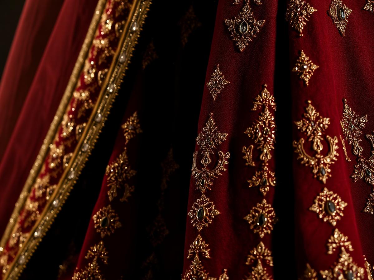 Bridal lehenga with dense gold thread work